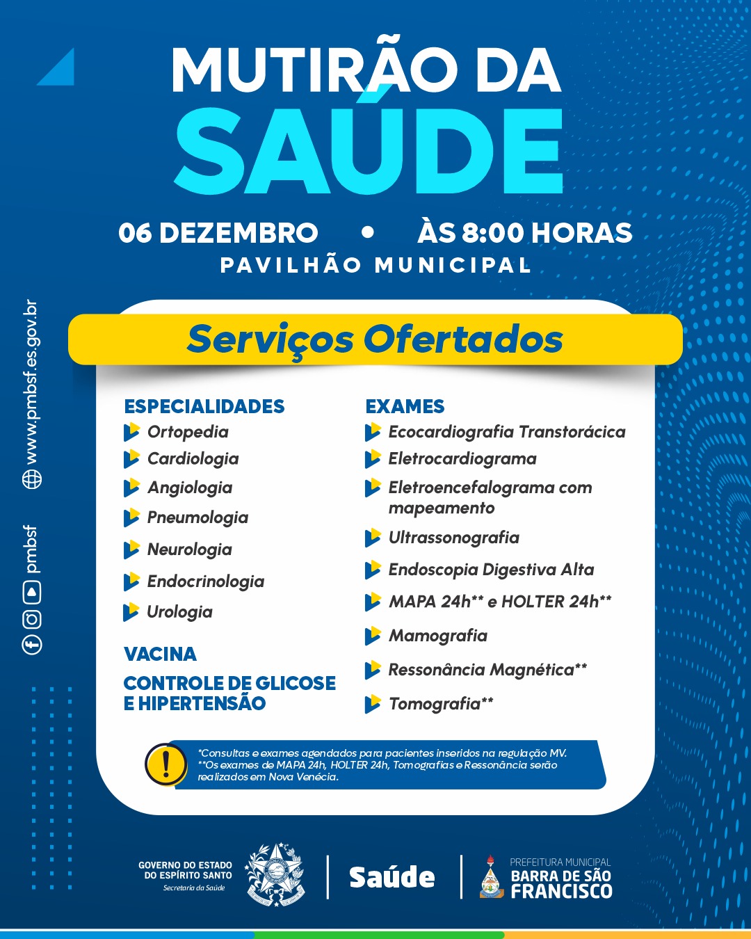 Imagem da notícia: Mutirão de Saúde em parceria com a Sesa  terá 7 especialidades e 9 tipos de exames