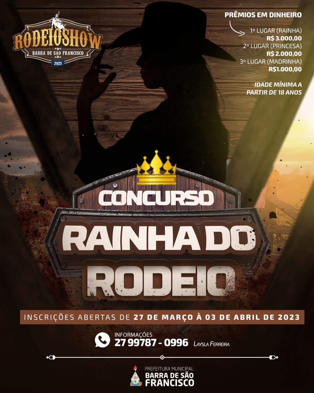 Concurso Rainha do Rodeio vai pagar R$ 6 mil  em prêmios para Rainha, Princesa e Madrinha