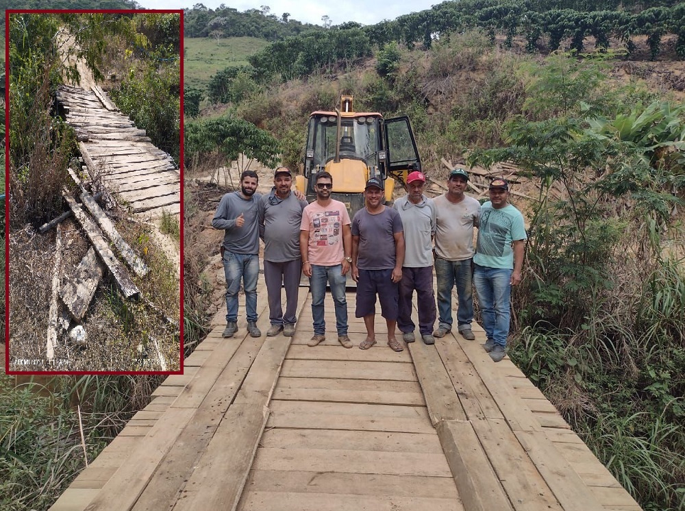 Imagem da notícia: Cafeicultor do Rio do Campo recebe ponte reformada em apenas dois dias