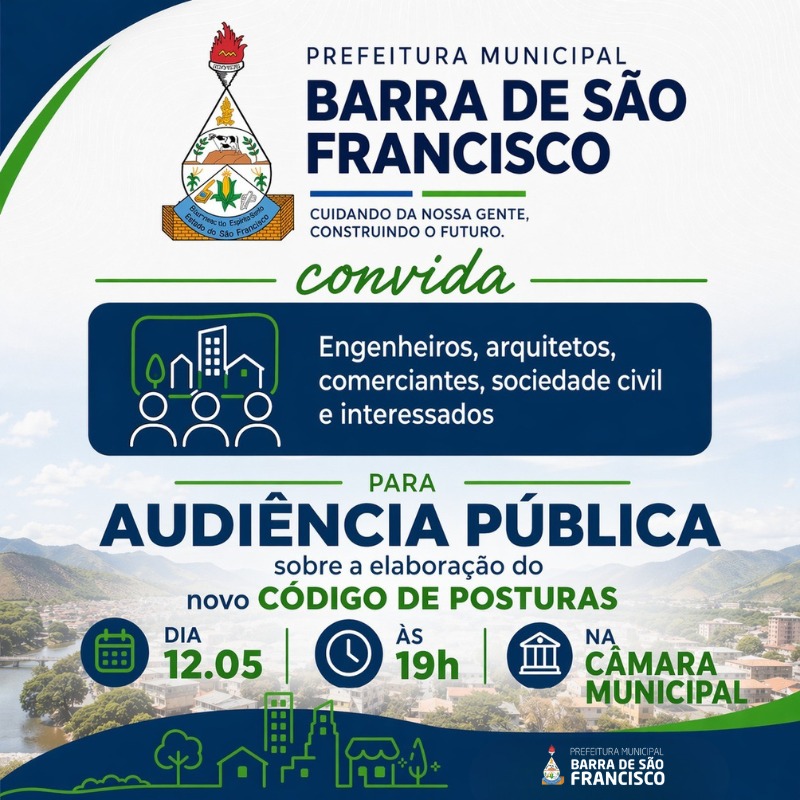 Imagem da notícia: Prefeitura convida população para audiência pública sobre novo Código de Posturas