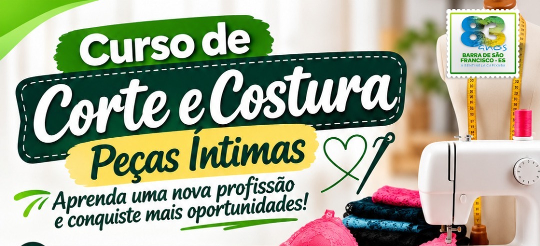 Curso gratuito de Corte e Costura oferece capacitação em peças íntimas