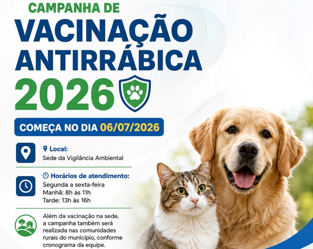 Imagem da notícia: Prefeitura de Barra de São Francisco inicia Campanha de Vacinação Antirrábica 2026 na próxima segunda-feira (6)