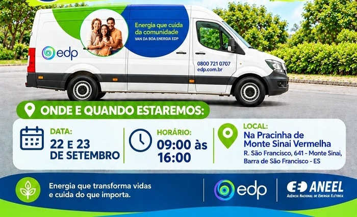 Imagem da notícia: Van da Boa Energia atende em Monte Sinai nestes dias 22 e 23 de setembro de 2026