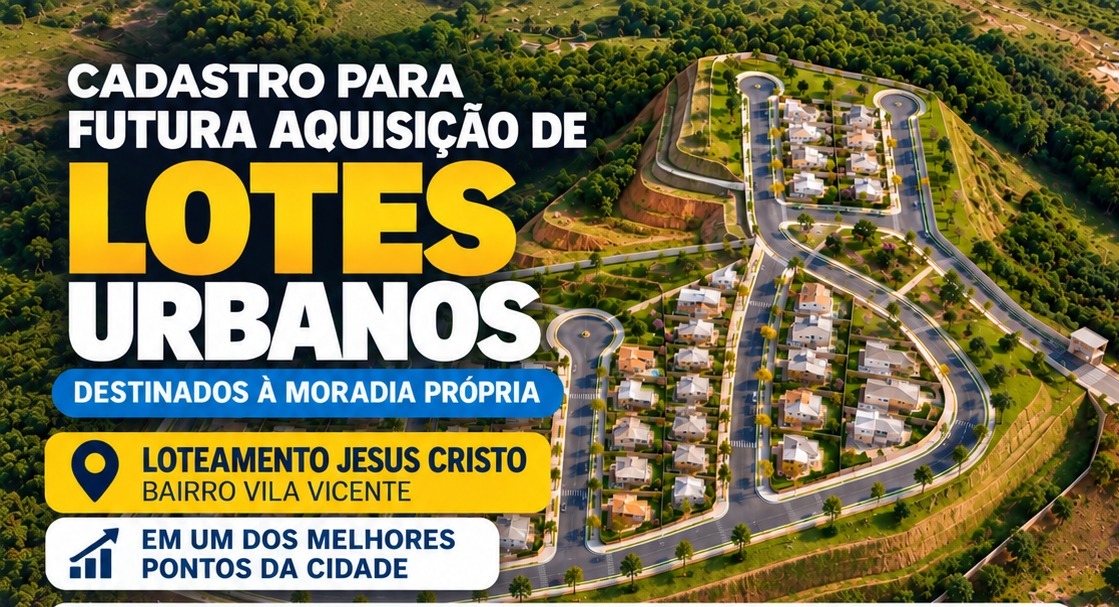 Imagem da notícia: Prefeitura mantem cadastro para interessados na compra de lotes residenciais até 8 de outubro