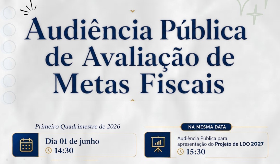 Imagem da notícia: Prefeitura convida população para audiências públicas de avaliação fiscal e apresentação da LDO 2027