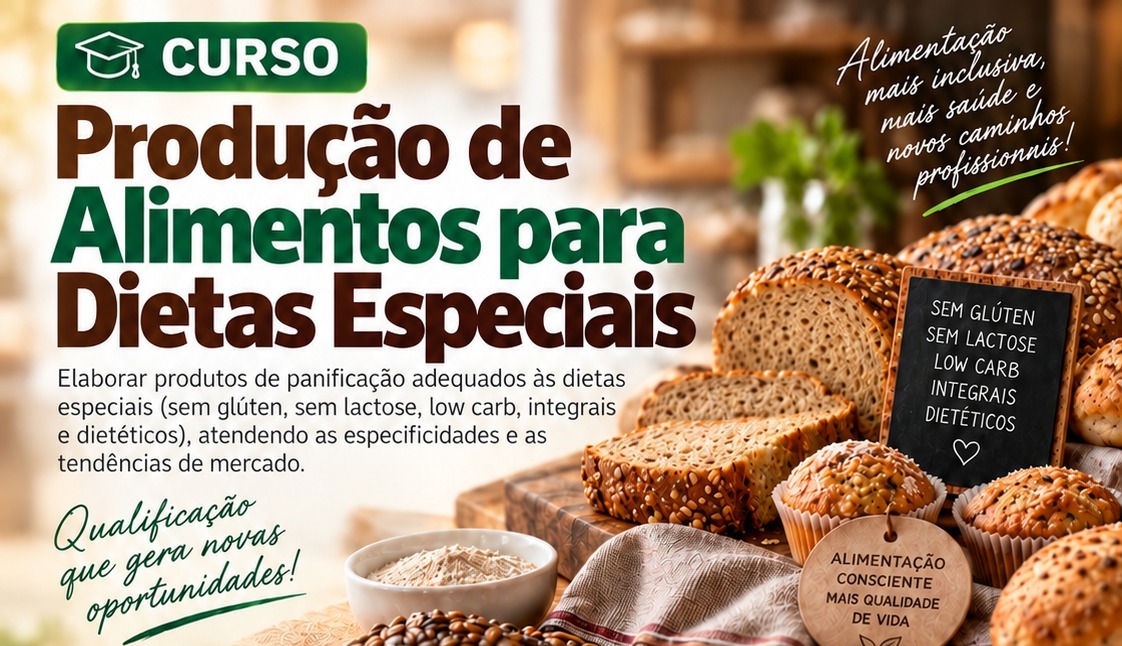 Imagem da notícia: Inscrições abertas para o curso gratuito de Produção de Alimentos para Dietas Especiais em Barra de São Francisco