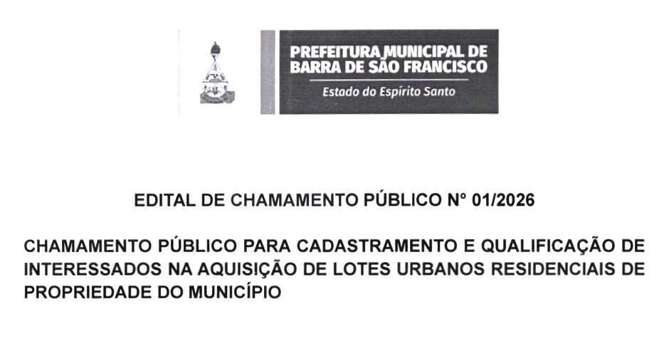 Imagem da notícia: EDITAL DE CHAMAMENTO PÚBLICO N° 01/2026