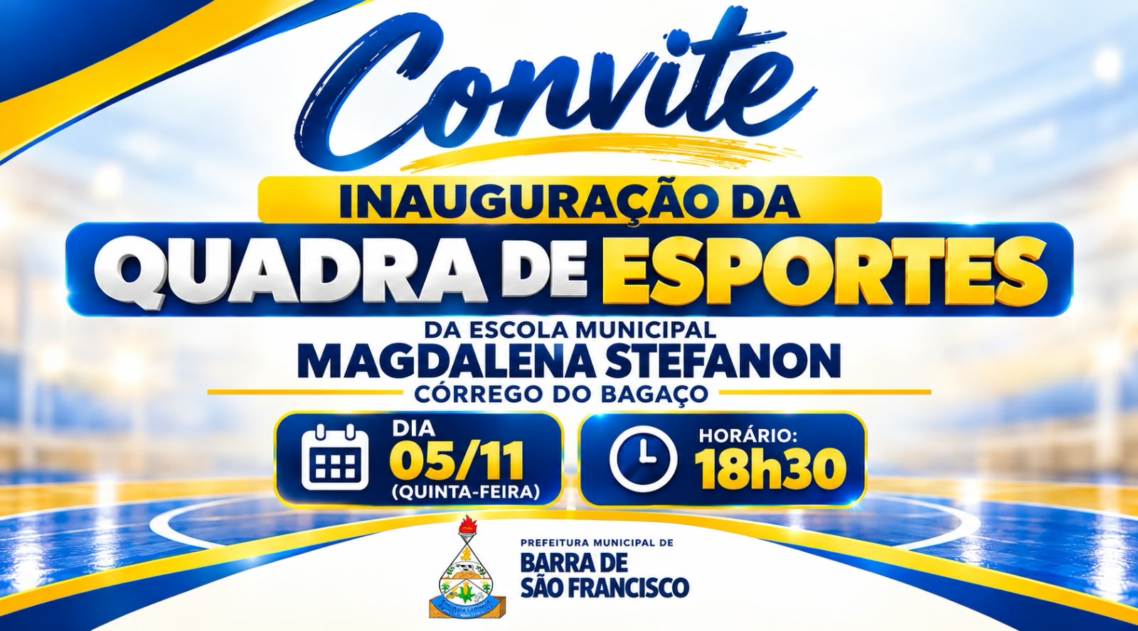Imagem da notícia: Prefeitura inaugura quadra de esportes da Escola Magdalena Stefanon em Córrego do Bagaço