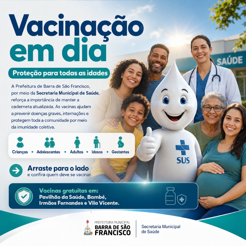 Imagem da notícia: Barra de São Francisco oferece dezenas de vacinas gratuitas para todas as idades; veja quais estão disponíveis