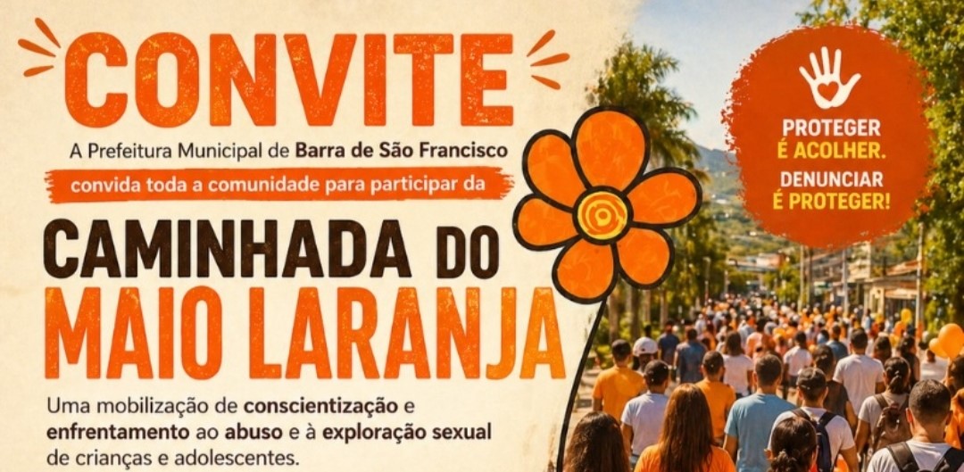 Imagem da notícia: Prefeitura convida população para Caminhada do Maio Laranja em Barra de São Francisco